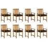 Image de Lot de 8 chaise vidaxl en acacia empilable non pliable exterieur H. 92 cm bois