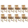 Image de Lot de 8 chaise vidaxl exterieur empilable non pliable en acacia H. 92 cm marron