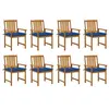 Image de Lot de 8 chaise vidaxl en acacia empilable non pliable exterieur H. 92 cm bleu