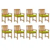 Image de Chaises de jardin avec coussins lot de 8 Bois d acacia solide