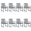 Image de Chaises de jardin et coussins lot de 8 Bois acacia solide Gris