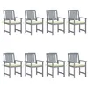 Image de Lot de 8 chaise vidaxl en acacia non pliable exterieur H. 92 cm gris