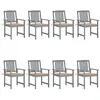 Image de Chaises de jardin et coussins lot de 8 Bois acacia solide Gris