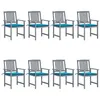 Image de Lot de 8 chaise vidaxl H. 92 cm non pliable exterieur en acacia gris