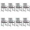 Image de Chaises de jardin et coussins lot de 8 Bois acacia solide Gris