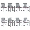 Image de Lot de 8 chaise vidaxl en acacia non pliable H. 92 cm exterieur gris