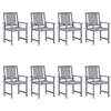 Image de Chaises de jardin et coussins lot de 8 Bois acacia solide Gris