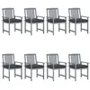 Image de Chaises de jardin et coussins lot de 8 Bois acacia solide Gris