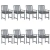 Image de Chaises de jardin et coussins lot de 8 Bois acacia solide Gris