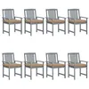 Image de Chaises de jardin et coussins lot de 8 Bois acacia solide Gris