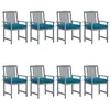 Image de Chaises de jardin et coussins lot de 8 Bois acacia solide Gris
