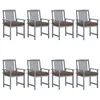 Image de Lot de 8 chaise Vidaxl en acacia H. 92 cm gris exterieur