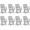 Image de Chaises pliables d extérieur lot de 8 et coussins Bois d acacia