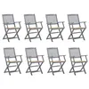 Image de Chaises pliables d extérieur lot de 8 et coussins Bois d acacia