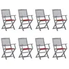 Image de Chaises pliables d extérieur lot de 8 et coussins Bois d acacia