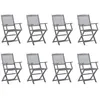 Image de Chaises pliables d extérieur lot de 8 et coussins Bois d acacia