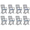 Image de Chaises pliables d extérieur lot de 8 et coussins Bois d acacia