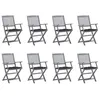 Image de Lot de 8 chaise Vidaxl en acacia pliable exterieur gris