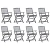 Image de Chaises pliables d extérieur lot de 8 et coussins Bois d acacia