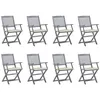 Image de Chaises pliables d extérieur lot de 8 et coussins Bois d acacia