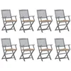 Image de Chaises pliables d extérieur lot de 8 et coussins Bois d acacia