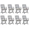Image de Chaises pliables d extérieur lot de 8 et coussins Bois d acacia