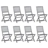 Image de Chaises pliables d extérieur lot de 8 et coussins Bois d acacia