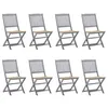 Image de Chaises pliables d extérieur lot de 8 et coussins Bois d acacia