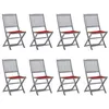 Image de Chaises pliables d extérieur lot de 8 et coussins Bois d acacia