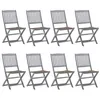 Image de Chaises pliables d extérieur lot de 8 et coussins Bois d acacia