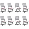Image de Chaises pliables d extérieur lot de 8 et coussins Bois d acacia