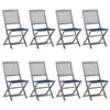 Image de Chaises pliables d extérieur lot de 8 et coussins Bois d acacia