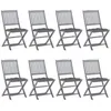 Image de Chaises pliables d extérieur lot de 8 et coussins Bois d acacia