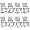 Image de Chaises pliables d extérieur lot de 8 et coussins Bois d acacia