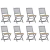 Image de Chaises pliables d extérieur lot de 8 et coussins Bois d acacia