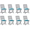 Image de Chaises pliables d extérieur lot de 8 et coussins Bois d acacia