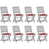 Image de Chaises pliables d extérieur lot de 8 et coussins Bois d acacia