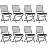 Image de Chaises pliables d extérieur lot de 8 et coussins Bois d acacia