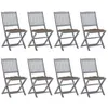 Image de Chaises pliables d extérieur lot de 8 et coussins Bois d acacia