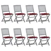 Image de vidaXL Tuinstoelen 8 st inklapbaar met kussens massief acaciahout3078314
