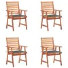 Image de Lot de 4 chaise vidaxl H. 92 cm non pliable exterieur en acacia gris