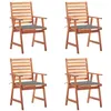 Image de vidaXL Tuinstoelen 4 st met kussens massief acaciahout3078321