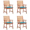 Image de Lot de 4 chaise vidaxl en acacia empilable non pliable H. 92 cm exterieur bleu