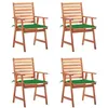 Image de Lot de 4 chaise vidaxl exterieur empilable non pliable en acacia H. 92 cm vert