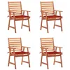 Image de Lot de 4 chaise vidaxl H. 92 cm empilable non pliable en acacia exterieur marron