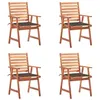 Image de Lot de 4 chaise vidaxl en acacia empilable non pliable H. 92 cm exterieur marron