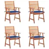 Image de Lot de 4 chaise vidaxl exterieur empilable non pliable en acacia H. 92 cm bleu