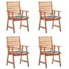 Image de Lot de 4 chaise vidaxl exterieur non pliable H. 92 cm en acacia gris