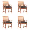 Image de Chaises à manger d extérieur lot de 4 et coussins Acacia massif