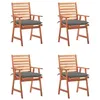 Image de Chaises à manger d extérieur lot de 4 et coussins Acacia massif